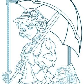 Раскраски Девушки в шляпке Раскраски Девушки в шляпке