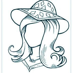 Раскраски Девушки в шляпке Раскраски Девушки в шляпке