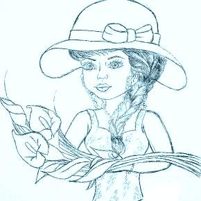 Раскраски Девушки в шляпке Раскраски Девушки в шляпке