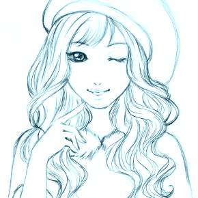 Раскраски Девушки в шляпке Раскраски Девушки в шляпке