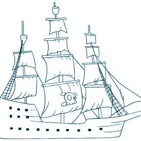 Раскраска Корабль Парусник
