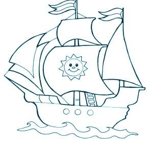 Раскраска Корабль Парусник