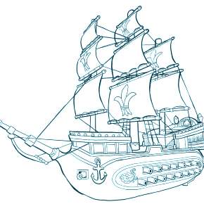Раскраска Корабль Парусник