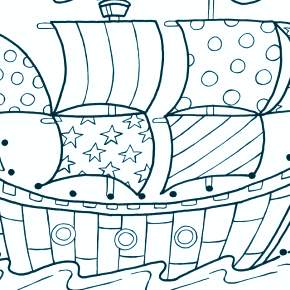 Раскраска Корабль Парусник
