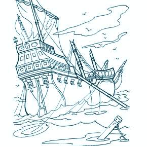 Раскраска Корабль Парусник