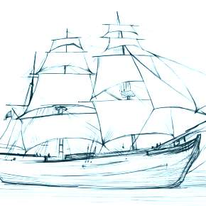 Раскраска Корабль Парусник