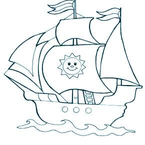 Раскраска Корабль Парусник