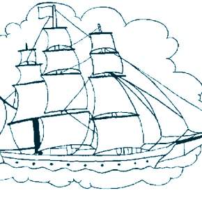Раскраска Корабль Парусник