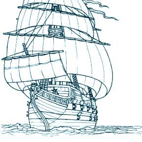 Раскраска Корабль Парусник