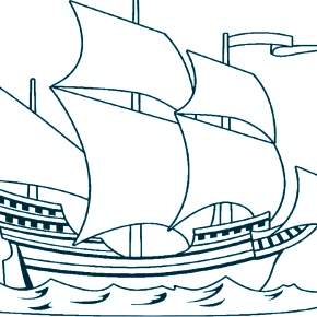 Раскраска Корабль Парусник
