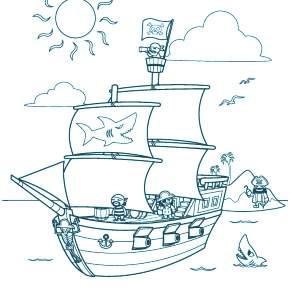 Раскраска Корабль Парусник