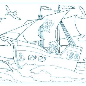 Раскраска Корабль Парусник