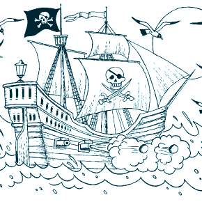 Раскраска Корабль Парусник