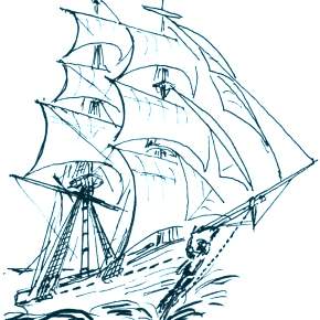 Раскраска Корабль Парусник