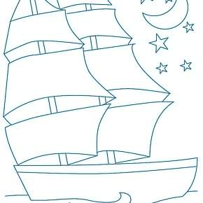 Раскраска Корабль Парусник