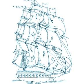 Раскраска Корабль Парусник