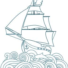 Раскраска Корабль Парусник