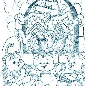 Раскраска Три поросенка Раскраска Три поросенка