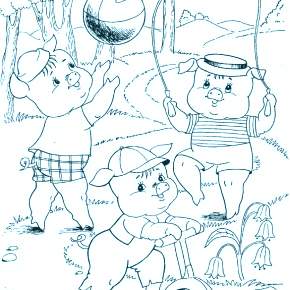 Раскраска Три поросенка Раскраска Три поросенка