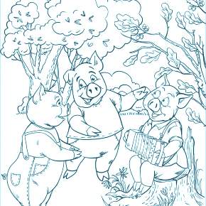 Раскраска Три поросенка Раскраска Три поросенка
