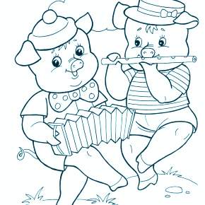 Раскраска Три поросенка Раскраска Три поросенка