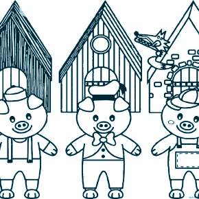 Раскраска Три поросенка Раскраска Три поросенка