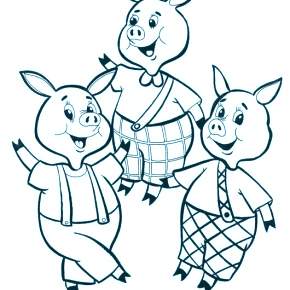Раскраска Три поросенка Раскраска Три поросенка