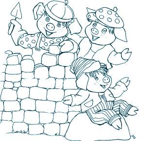 Раскраска Три поросенка Раскраска Три поросенка