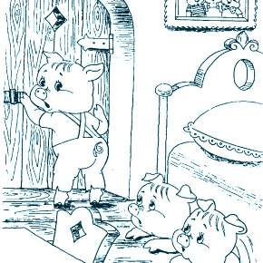 Раскраска Три поросенка Раскраска Три поросенка