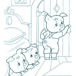 Раскраска Три поросенка Раскраска Три поросенка