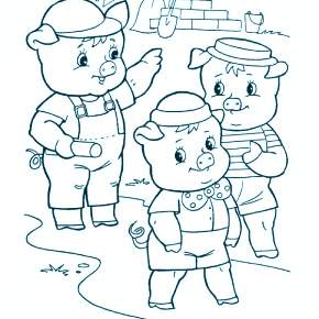 Раскраска Три поросенка Раскраска Три поросенка