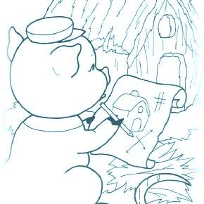 Раскраска Три поросенка Раскраска Три поросенка