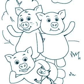 Раскраска Три поросенка Раскраска Три поросенка