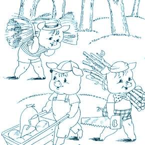 Раскраска Три поросенка Раскраска Три поросенка