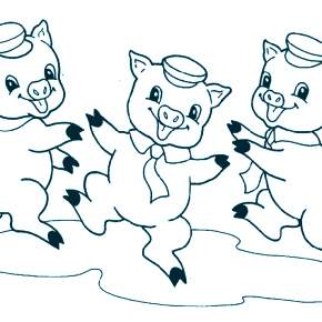 Раскраска Три поросенка Раскраска Три поросенка