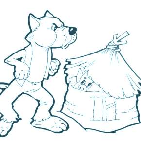 Раскраска Три поросенка Раскраска Три поросенка