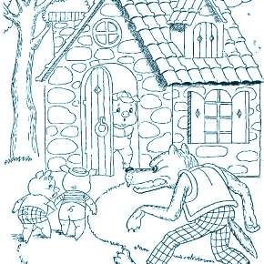 Раскраска Три поросенка Раскраска Три поросенка