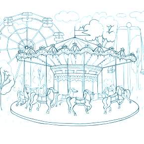 Раскраска Карусель Раскраска Карусель