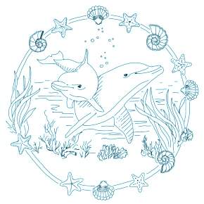 Раскраска море и Дельфины Раскраска море и Дельфины