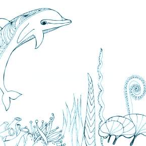 Раскраска море и Дельфины Раскраска море и Дельфины