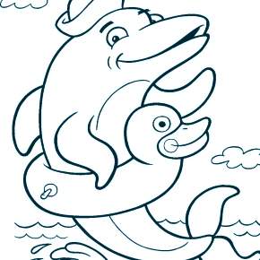 Раскраска море и Дельфины Раскраска море и Дельфины