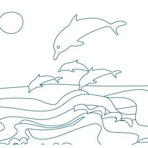 Раскраска море и Дельфины Раскраска море и Дельфины
