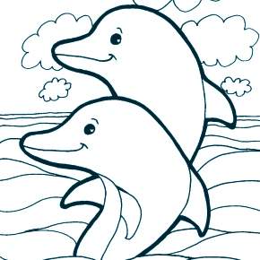 Раскраска море и Дельфины Раскраска море и Дельфины