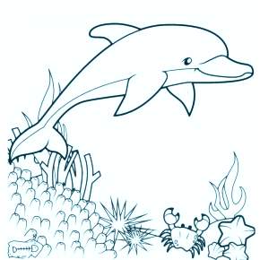 Раскраска море и Дельфины Раскраска море и Дельфины