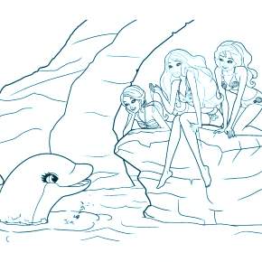 Раскраска море и Дельфины Раскраска море и Дельфины