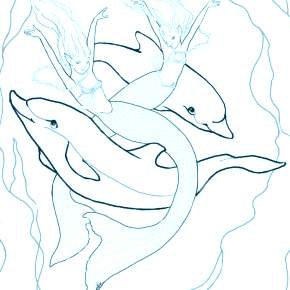 Раскраска море и Дельфины Раскраска море и Дельфины