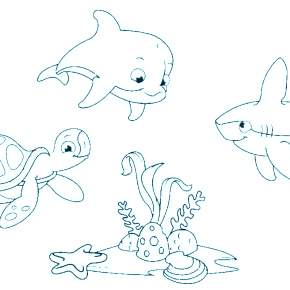 Раскраска море и Дельфины Раскраска море и Дельфины
