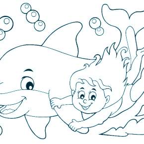 Раскраска море и Дельфины Раскраска море и Дельфины