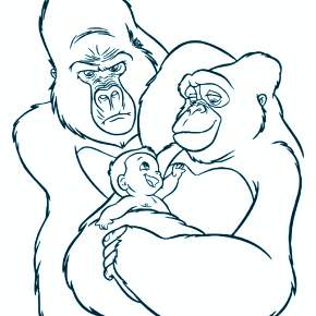 Раскраска Обезьянка