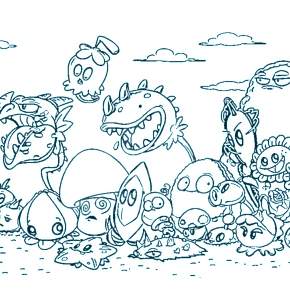 Раскраски Зомби против растений